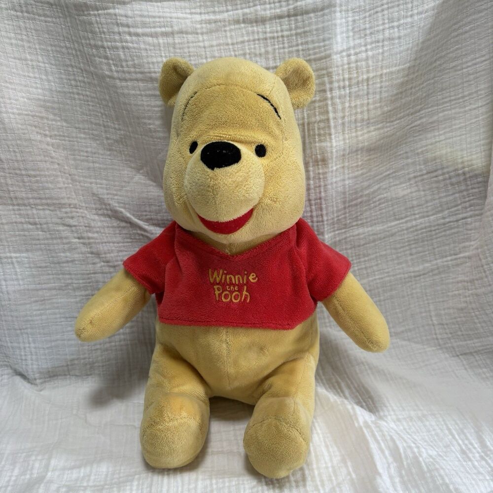Winnie the Pooh Plush Stuffed Animal Red Shirt Yellow Bear `14" Toy